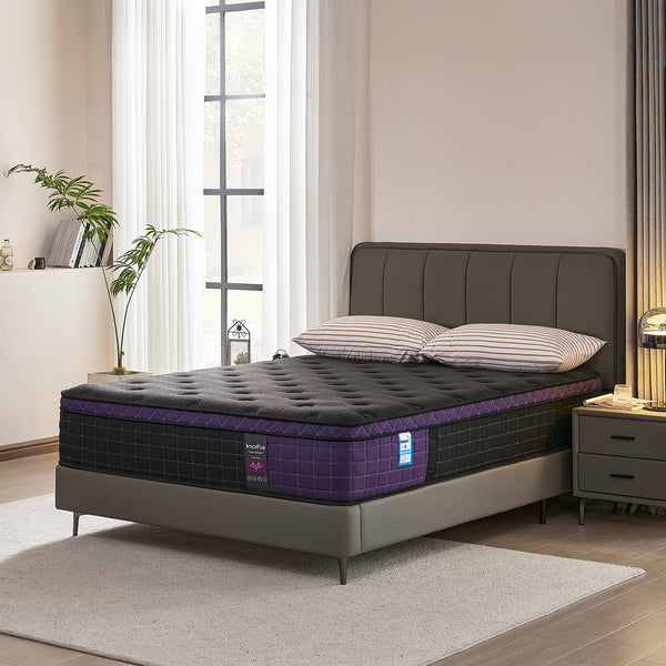Inofia 12-inch Black and Purple Memory Foam and Pocket Spring Hybrid Mattress