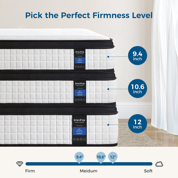 Inofia 12 Inch Hybrid Mattress with Aeroshield Memory Foam and NexusArc Pocket Sprung | The Elegant Plus Collection