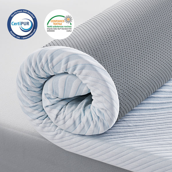 Inofia 5CM Mattress Topper Gel Memory Foam, Dual Layer with Breathable Cover, Washable & Removeable, 2-in-1 Mattress Topper
