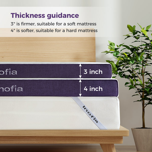 Inofia Gel Memory Foam Mattress Topper with Washable Cover Sleep Cooler for Easy Sleep