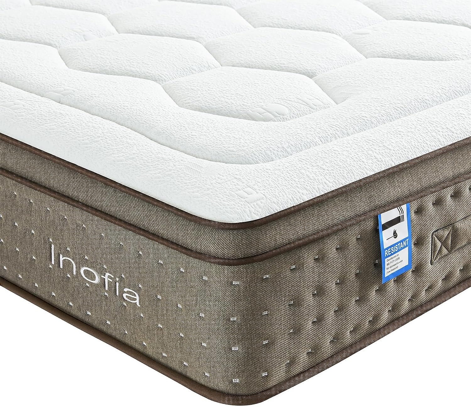 Inofia 12 Inch Cloud-Lux Memory Foam Mattress with Pocket Sprung Medium Firm with Tencel Fabric Fire Resistant Barrier Pressure Relieving OEKO-TEX Certified