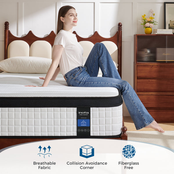 Inofia 12 Inch Hybrid Mattress with Aeroshield Memory Foam and NexusArc Pocket Sprung | The Elegant Plus Collection
