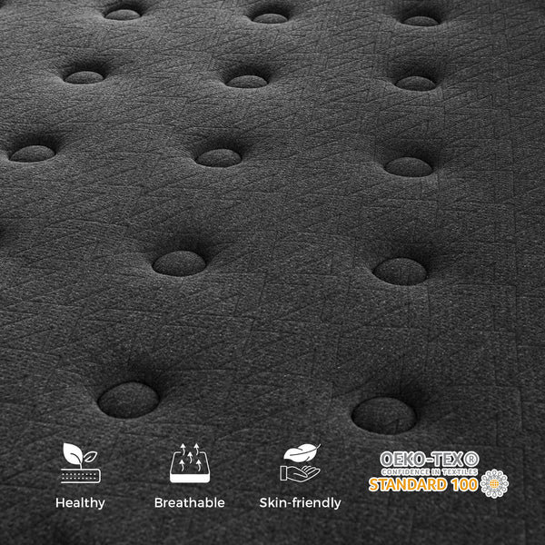 Inofia 12-inch Black and Purple Memory Foam and Pocket Spring Hybrid Mattress