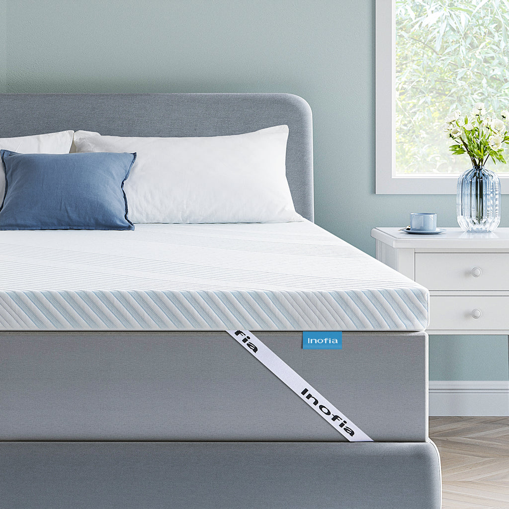Inofia 5CM Mattress Topper Gel Memory Foam, Dual Layer with Breathable Cover, Washable & Removeable, 2-in-1 Mattress Topper