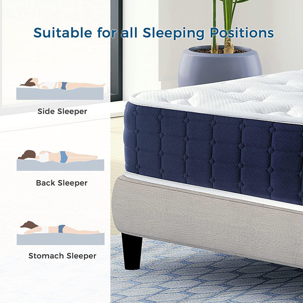 Inofia Double Mattresses 9 Inch Hybrid Mattress Double Size Pocket Sprung Memory Foam Mattress Bed in a Box Dry Comfort Sleep with Medium Firm Pressure Relief, The Snooze Button Collection