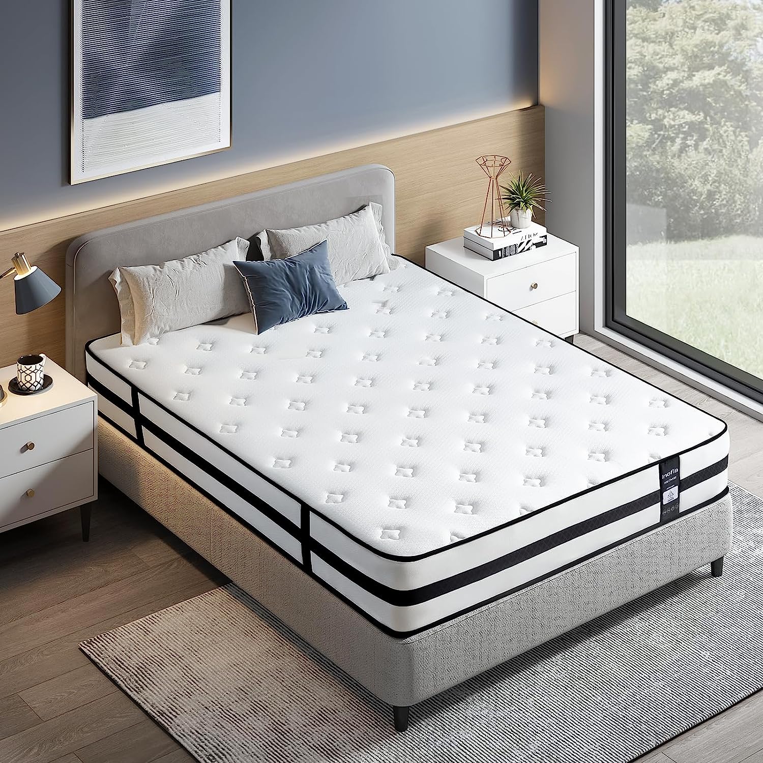 Inofia 10 Inch Hybrid Mattress Medium Firm with Zone Support Memory Foam & Cooler Knitted Fabric | The Original Collection