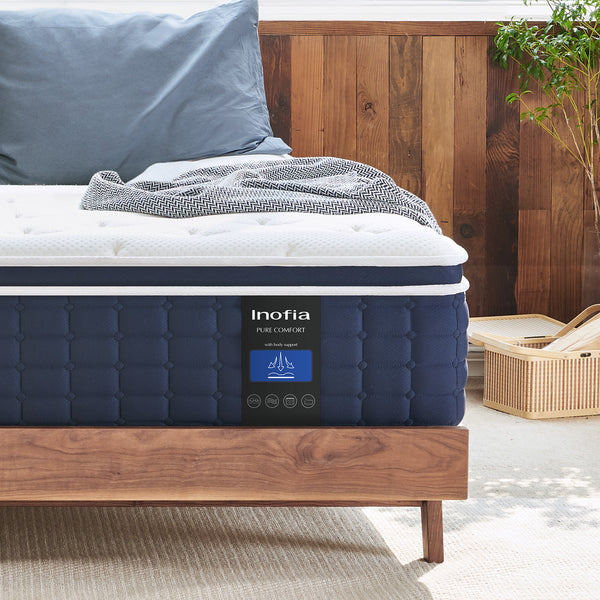 Inofia Double Mattress 12 Inch Memory Foam Sprung Mattress 4FT6 Pressure Relieving Airy Comfort Foam Hybrid Mattress | The Aire Collection
