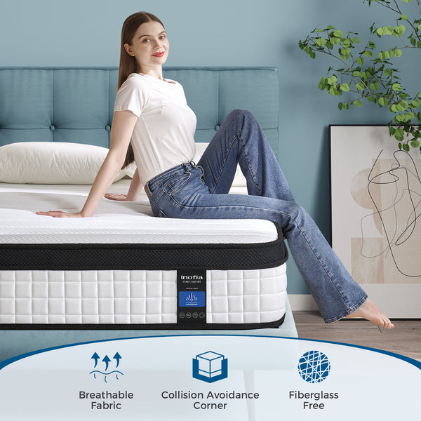 Inofia 9.4 inch Double Memory Foam Sprung Mattress | The Elegant Pro Collection