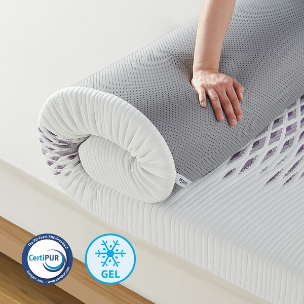 Inofia Gel Memory Foam Mattress Topper with Washable Cover Sleep Cooler for Easy Sleep