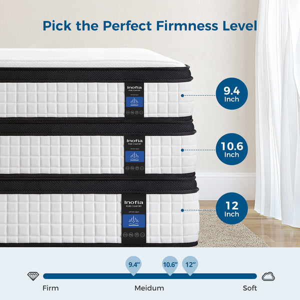 Inofia 9.4 inch Double Memory Foam Sprung Mattress | The Elegant Pro Collection
