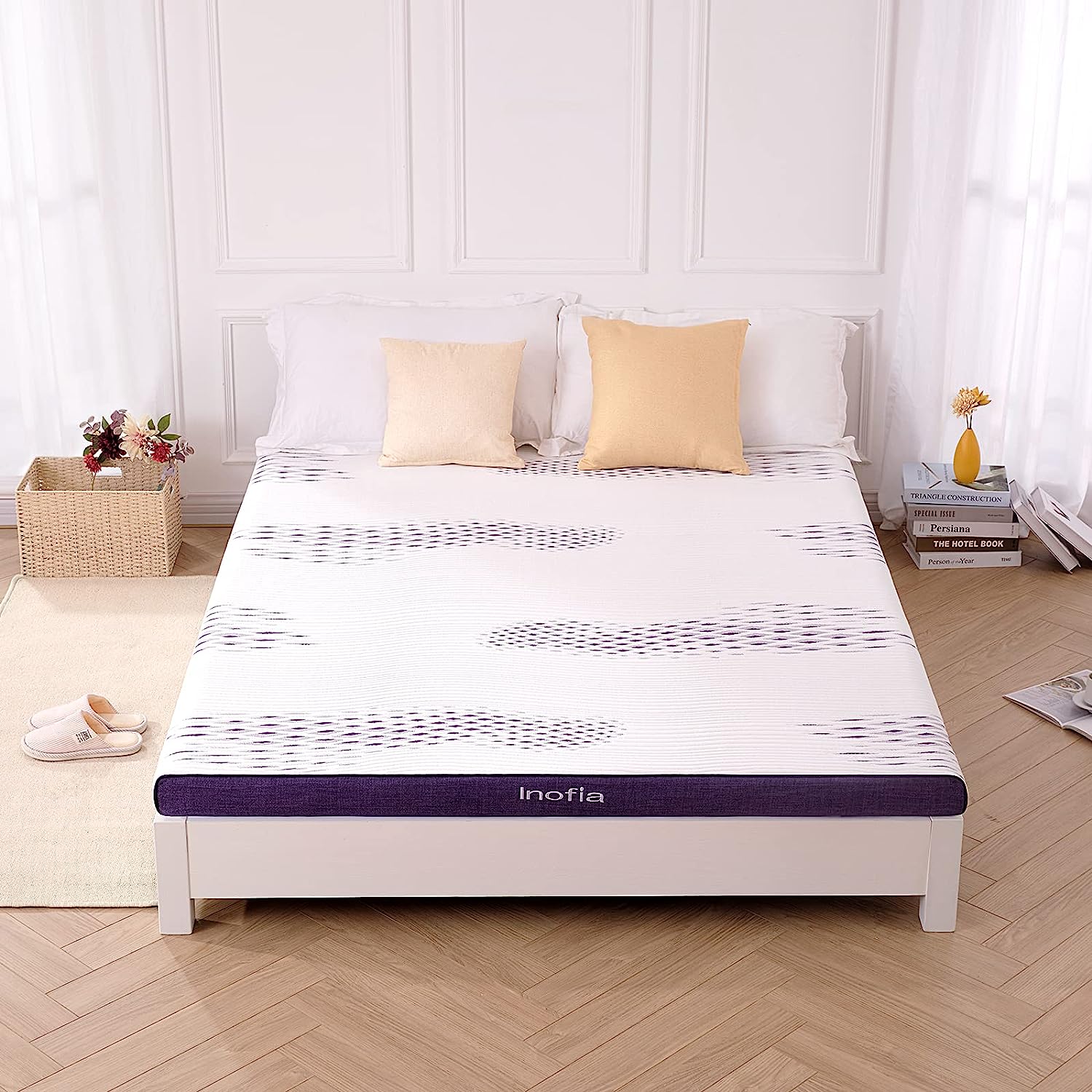 Inofia Gel Memory Foam Mattress Topper with Washable Cover Sleep Cooler for Easy Sleep