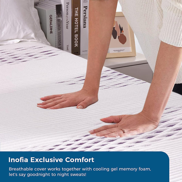 Inofia Gel Memory Foam Mattress Topper with Washable Cover Sleep Cooler for Easy Sleep
