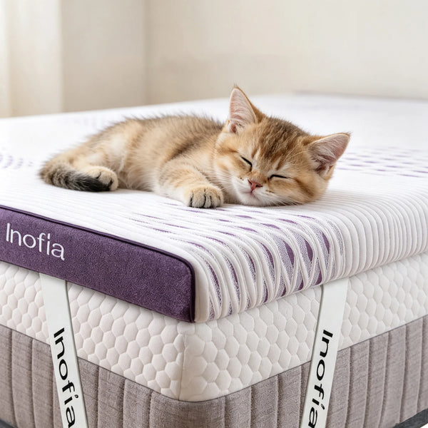Inofia Cooler Gel Memory Foam Mattress Topper with Washable Cover Easy Sleep