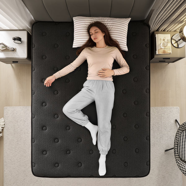 Inofia 12-inch Black and Purple Memory Foam and Pocket Spring Hybrid Mattress