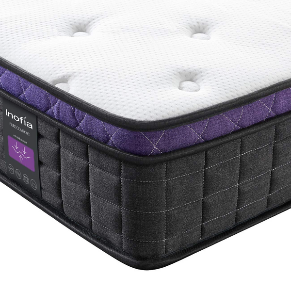 Purple Color Inofia Premium 25cm Memory Foam Spring Mattress UK for Back Pain Super King