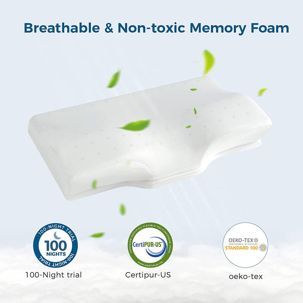 Inofia Cervical Contour Memory Foam Pillow for Neck and Shoulder Pain Relief