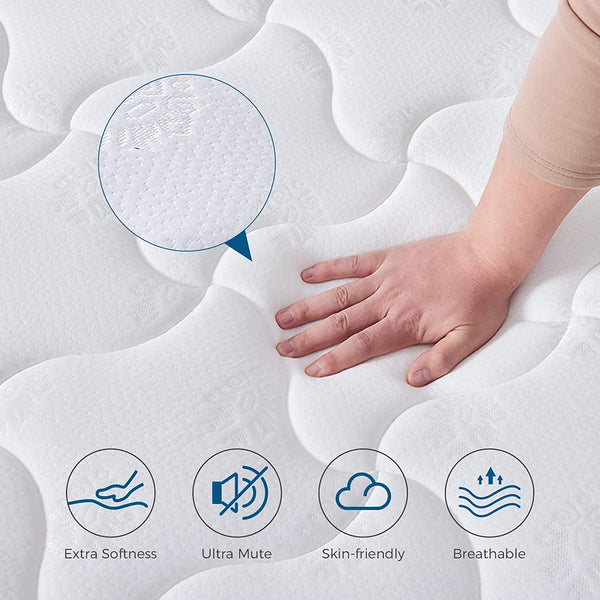 Inofia 8.7 Inch Depth Pocket Spring Mattress | 7-Zone Support System | The Classic Collection