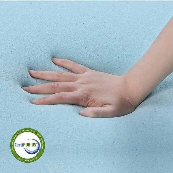 Inofia 3-inch Gel Memory Foam Mattress Topper with Washable Linen Cover, Dual Layer Foam for Natural Comfort & Pressure Relief