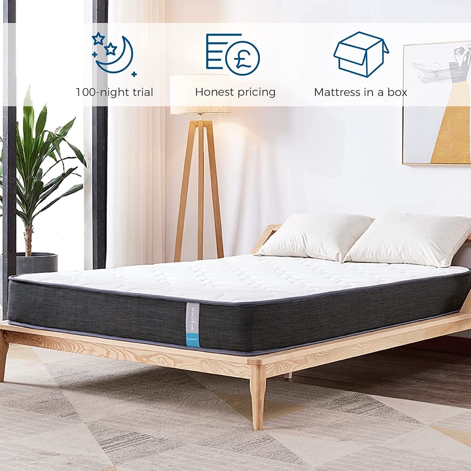 Inofia 8.7 Inch Depth Pocket Spring Mattress 7Zone Support System