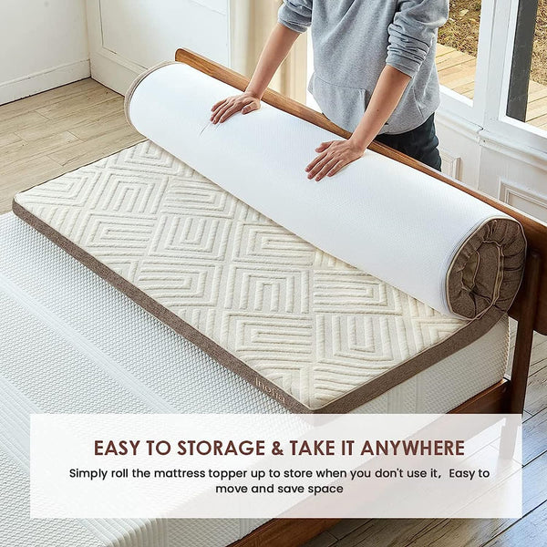 Inofia 3-inch Gel Memory Foam Mattress Topper with Washable Linen Cover, Dual Layer Foam for Natural Comfort & Pressure Relief