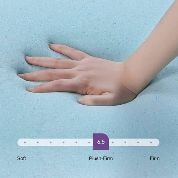 Inofia Gel Memory Foam Mattress Topper with Washable Cover Sleep Cooler for Easy Sleep